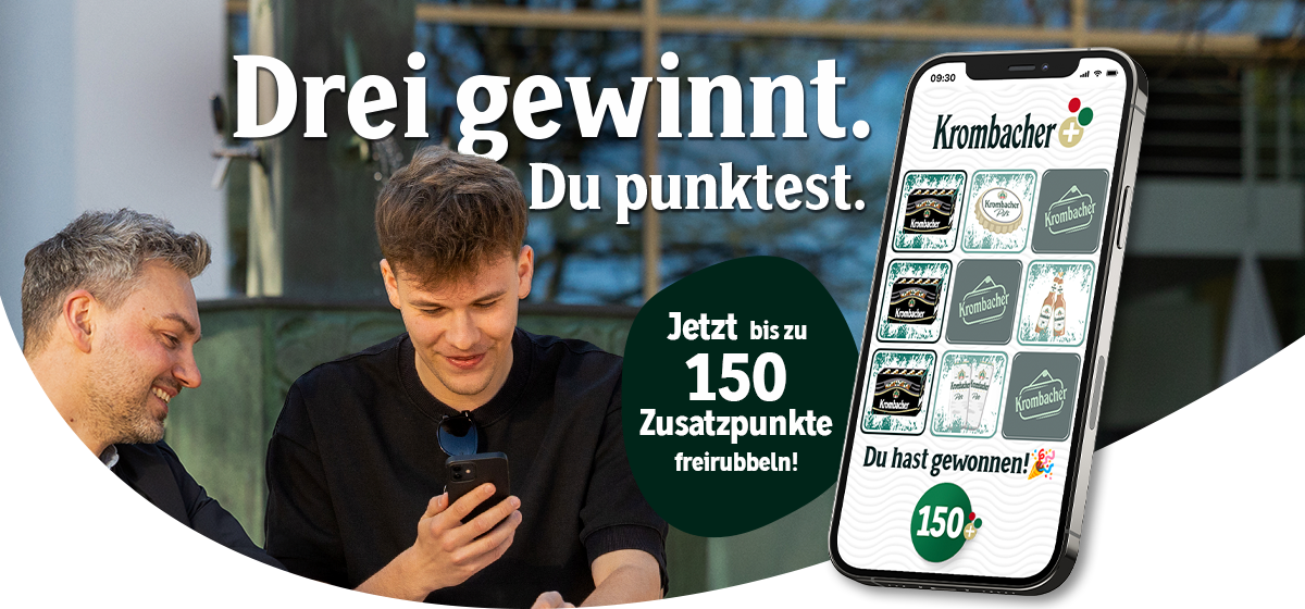 Drei gewinnt. Du punktest! | Krombacher+