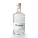 Glasflasche mit Korkverschluss, beschriftet mit 'DER ORIGINALE', 38 % vol., 0,5 l, Krombacher Bierbrand.